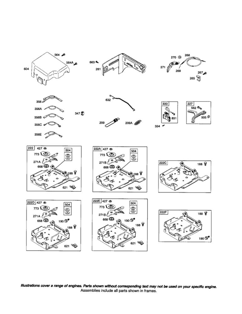 Control Bracket Diagram and Parts List for 121000 0101-0739 Briggs and Stratton Engine